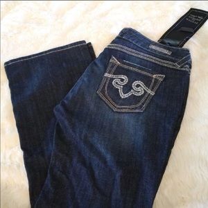 Express Rerock Thick Stitch Denim Jeans Bootcut